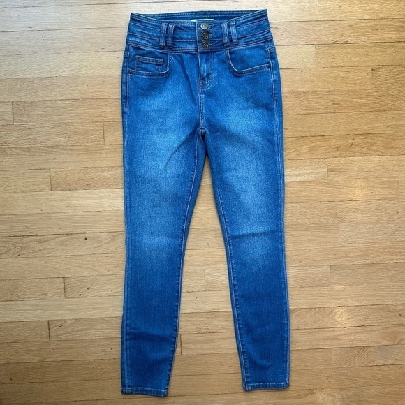 New CURRENT ELLIOT 3 Buttons/ Zip Closure Hight Rise Skinny Jeans Women's Sz 26 - Picture 1 of 11